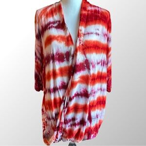 Young Fabulous &‎ Broke Top Women’s Small Red and Orange Tie Dye Wrap Style Top